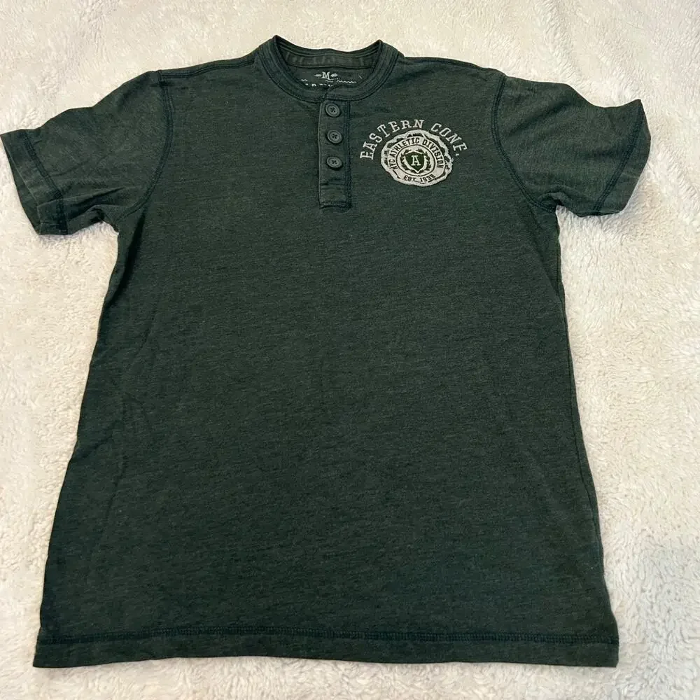 Old Navy VTG Mens Y2K M Green Short Sleeve College Preppy Casual Cotton Clean - Picture 2 of 7